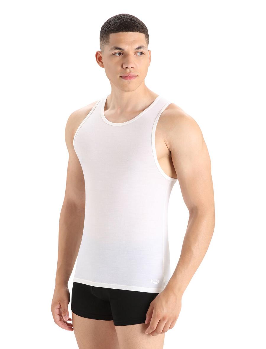 Men\'s Icebreaker Merino Anatomica Tank Top Underwear Snow | CA 1661LISH